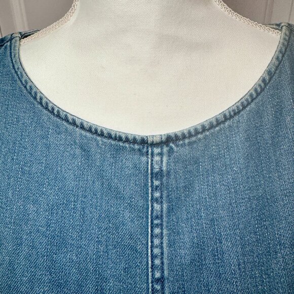 J. Jill 100% cotton, Sleeveless Denim Midi Dress, Size Small, Tie Back - Picture 7 of 12